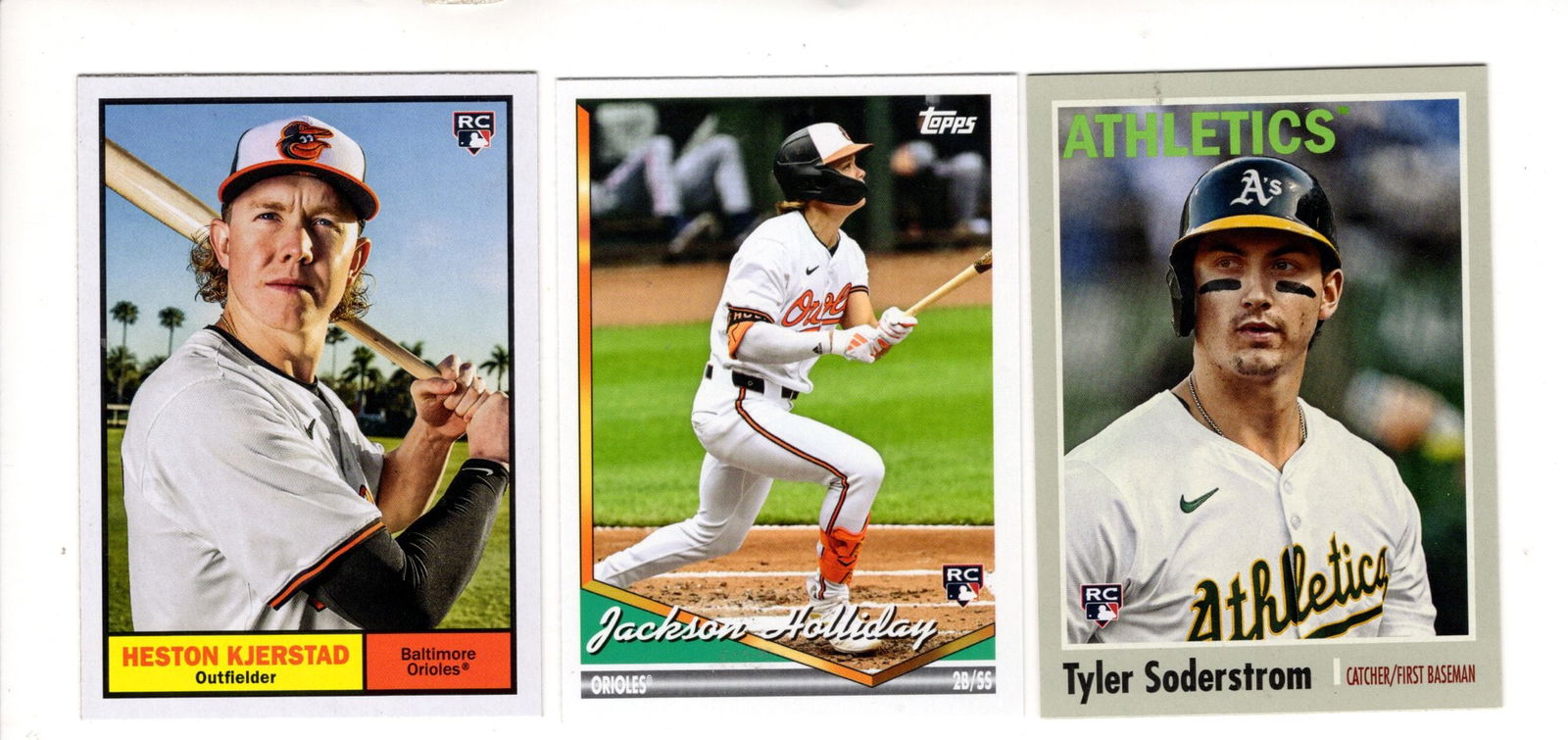3 Topps Rookie Cards Jackson Holliday, Tyler Soderstrom, Heston Kjerstad, Baseball Cards (1 of 2)