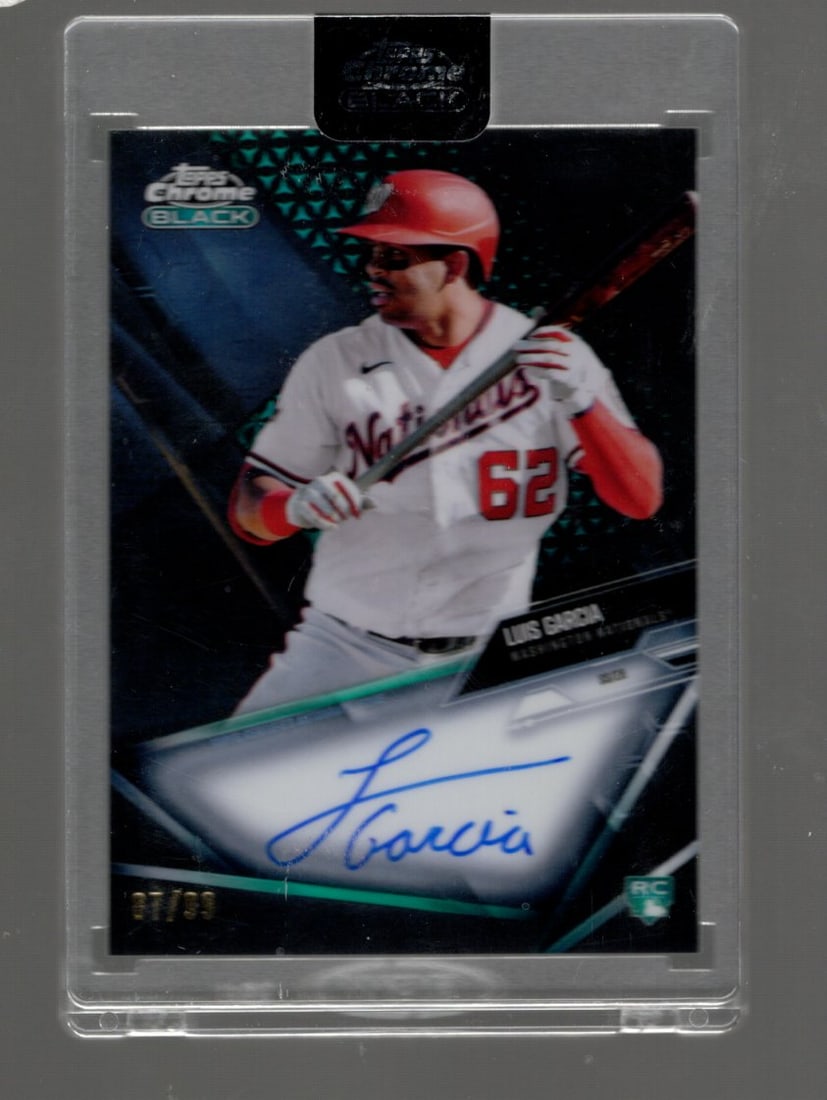 Luis Garcia Green Refractor Rookie Auto /99 2021 Topps Chrome Black #CBA-LG Nationals (1 of 2)