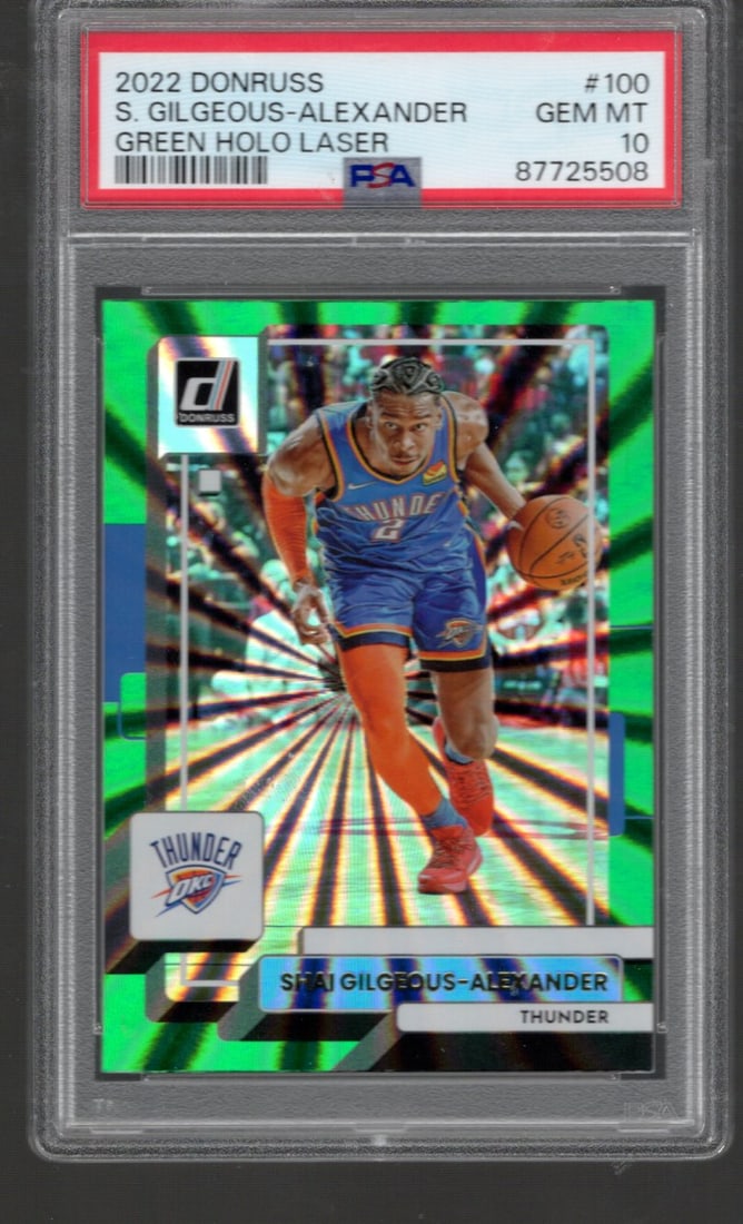 Shai Gilgeous-Alexander Green Holo Laser 2022-23 Donruss #100 PSA 10 OKC Thunder (1 of 2)