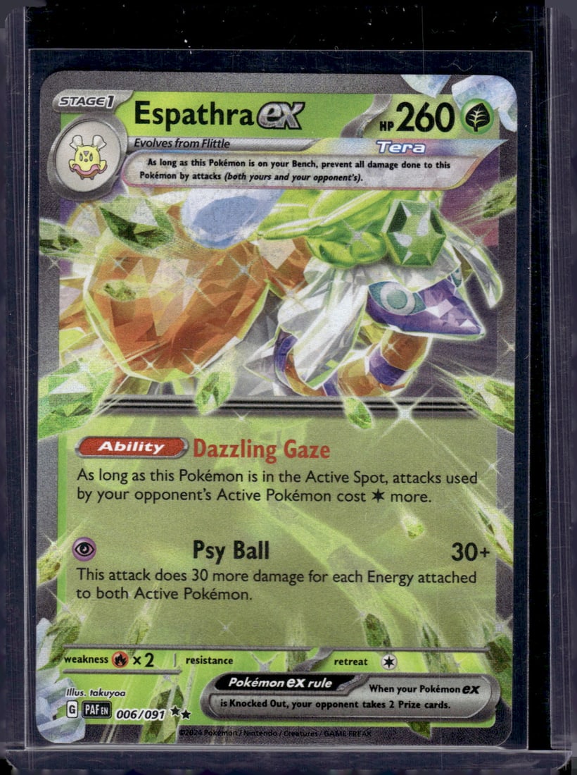 2024 Pokemon Paldean Fates Espathra Ex Double Rare #6: TCG, Pikachu, Charizard, Rare, Secret Rare, Holo Cards, Pokemon & TCG Cards sold near Me, Nintendo, Evee, Houndoom, Reverse Holo Cards, 3 Star Ultra Rare, EX