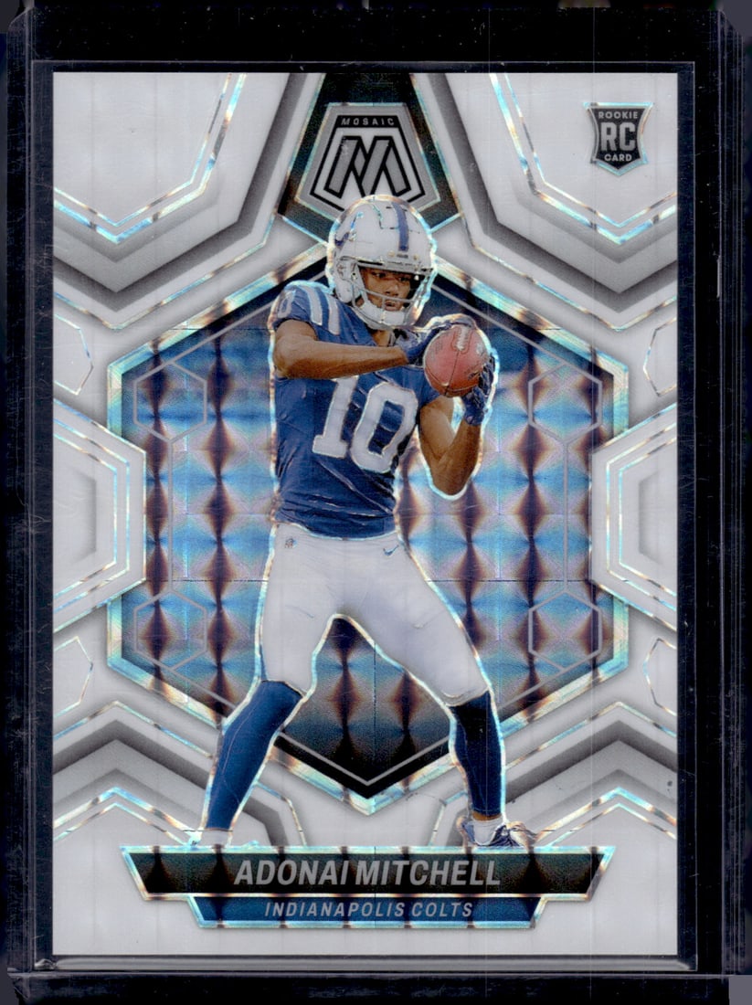Adonai Mitcheel White Mosaic Prizm RC /25 2024 Panini Mosaic #350 Colts Football Card (1 of 2)