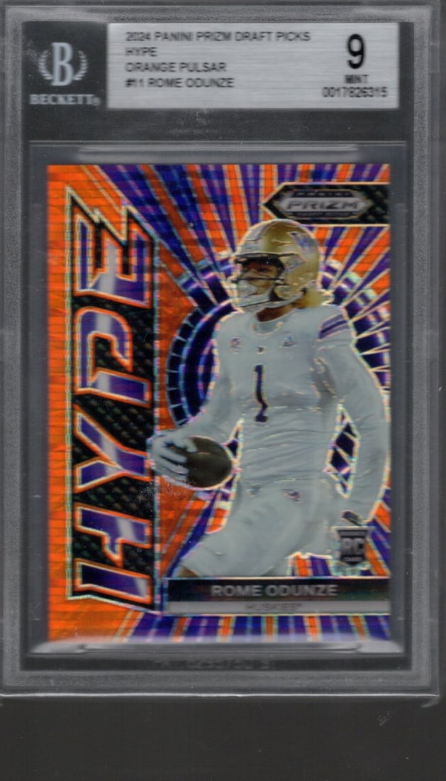 Rome Odunze Rookie Card Orange Pulsar /49 2024 Prizm Draft Picks #11 BGS 9 Bears Football Card: Panini Select, Prizm, Mosaic, Contenders, Zenith, Phoenix, Illusions, Absolute, Rookie NFL Sports Trading Cards, SP, SSP, Cards, Football Cards for Sale Near Me, Superbowl & Hall of Fame Player Cards,