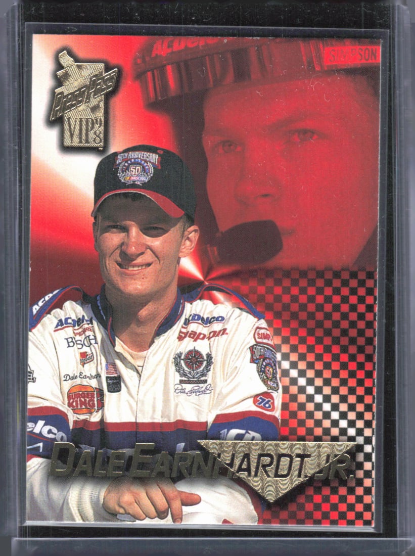 Dale Earnhardt Jr 1998 Press Pass #28 50th Anniversary of NASCAR VIP Press Pass (1 of 2)