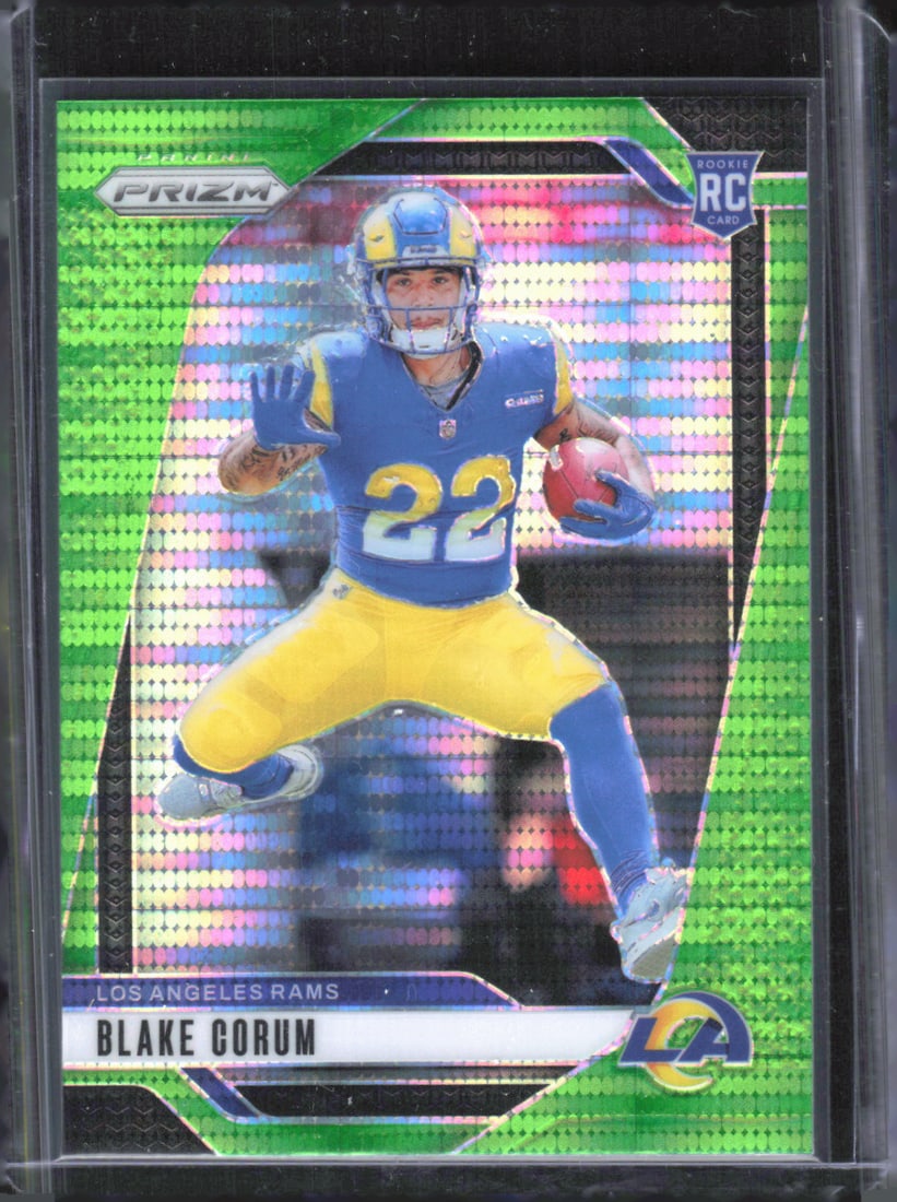 Blake Corum Rookie Card Neon Green Pulsar 2024-2025 Panini Prizm #308, Los Angeles Rams: Panini Select, Prizm, Mosaic, Contenders, Zenith, Phoenix, Illusions, Absolute, Rookie NFL Sports Trading Cards, SP, SSP, Cards, Football Cards for Sale Near Me, Superbowl & Hall of Fame Player Cards,