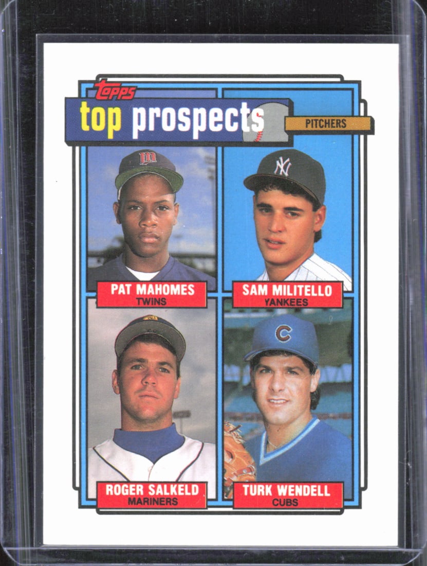 Pat Mahomes Top Prospects Rookie Baseball Card 1992 Topps #676, Pitcher Minnesota Twins (1 of 2)