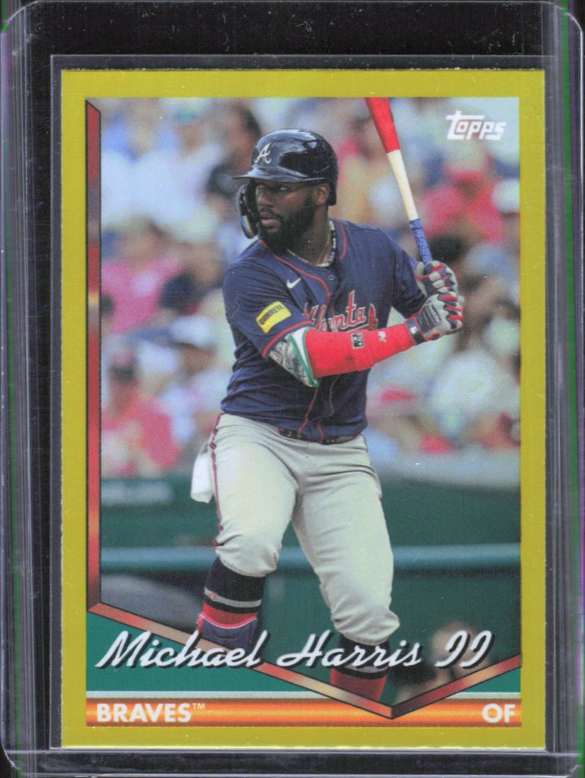 Michael Harris, II Yellow Foil Chrome 2024 Topps Archives #248, Atlanta Braves Outfielder (1 of 2)