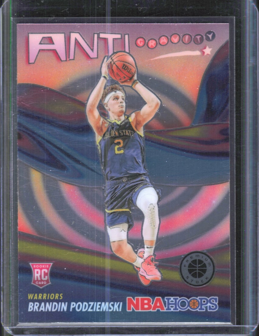 Brandin Podziemski Rookie Card Anti-Gravity 2023-24 Panini NBA Hoops Premium Stock #13: Panini Select, Prizm, Mosaic, Contenders, Revolution, Phoenix, NBA Hoops, Rookie NFL Sports Trading Cards, Silver, SP, SSP, Wave Prizms, Numbered Cards, Basketball sports Cards for Sale Near Me, NBA C