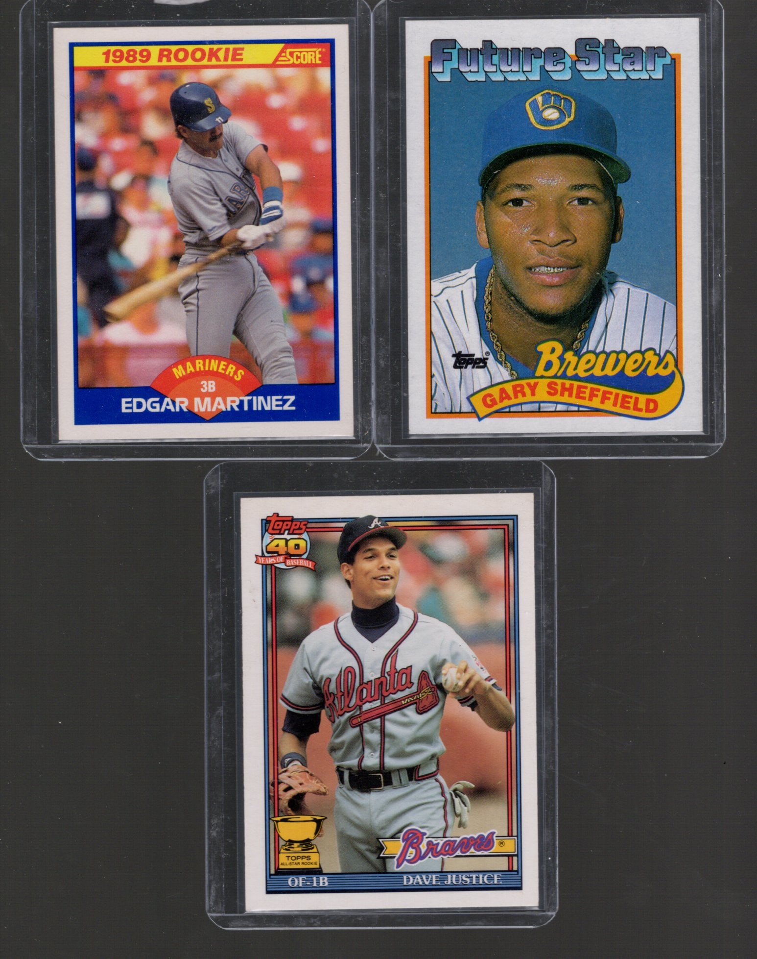 Rookie Cards: Dave Justice, Gary Sheffield, & Edgar Martinez Topps & Score Vintage Baseball MLB (1 of 2)