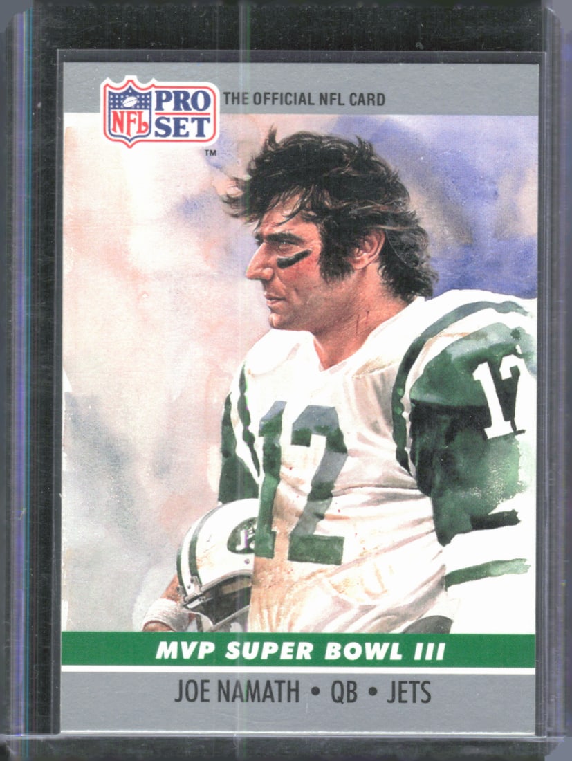 Joe Namath Vintage MVP Collectible Insert 1990 NFL Pro-Set #3 New York Jets Alabama Crimson Tide (1 of 2)