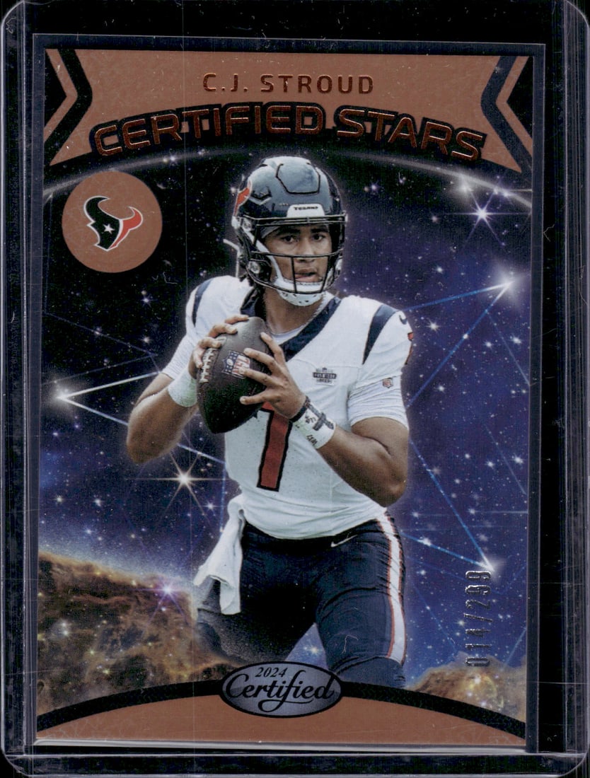 Cj Stroud Certified Stars Bronze /299 2024 Panini Certified #1 Houston Texans NFL: Panini Select, Prizm, Mosaic, Contenders, Zenith, Phoenix, Illusions, Absolute, Rookie NFL Sports Trading Cards, SP, SSP, Cards, Football Cards for Sale Near Me, Superbowl & Hall of Fame Player Cards,