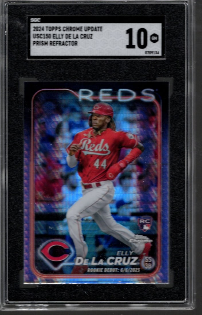 Elly De La Cruz Rookie Card Prism Refractor 2024 Topps Chrome Update #USC150 SGC 10 (1 of 2)