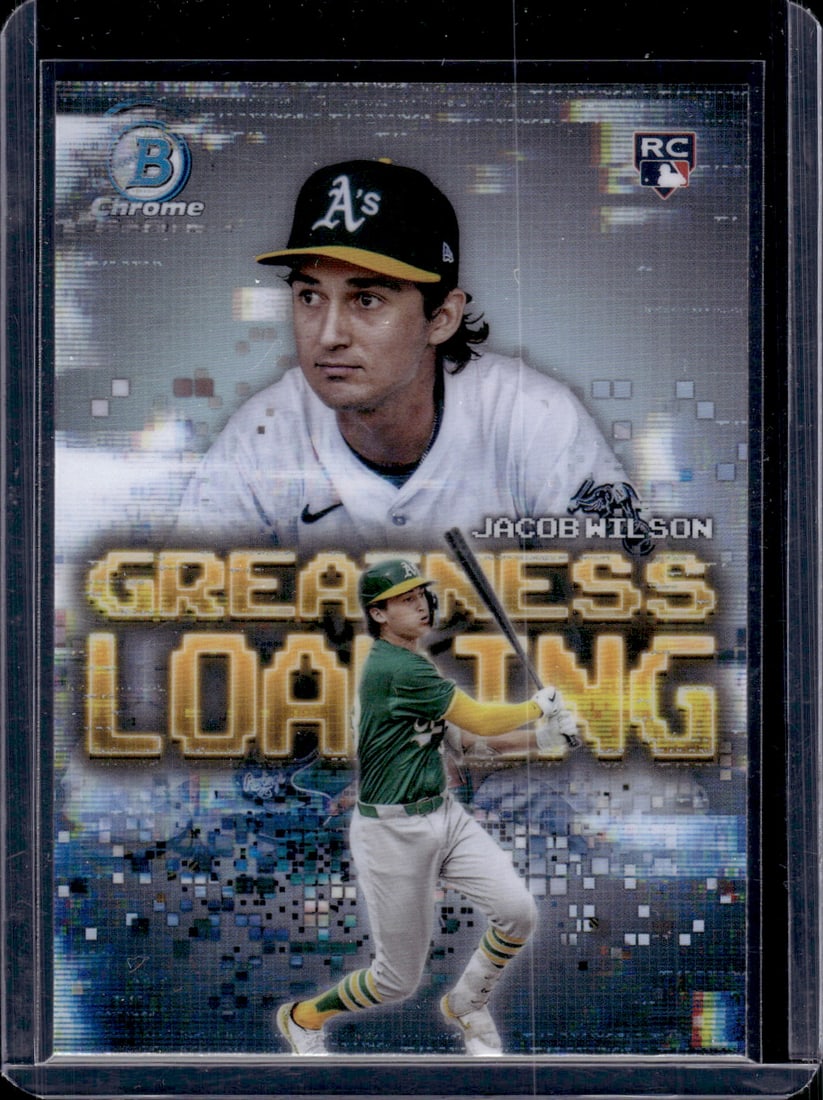 Jacob Wilson Rookie Card Greatness Loading 2025 Bowman Chrome #GL-16 A's Baseball: Bowman Baseball MLB Trading & Sports Cards, Sports Cards for Sale Near Me, World Series & Hall of Fame Players, SP, SSP, Chrome, 1st Bowman, Auction Memorabilia Lots Sold On Line