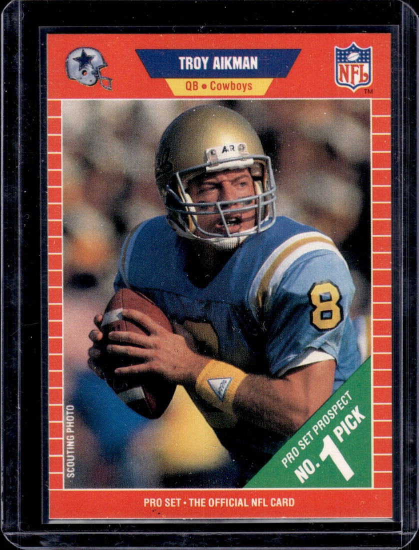 Troy Aikman Rookie Card 1989 Pro Set #490 Dallas Cowboys Football Card (1 of 2)