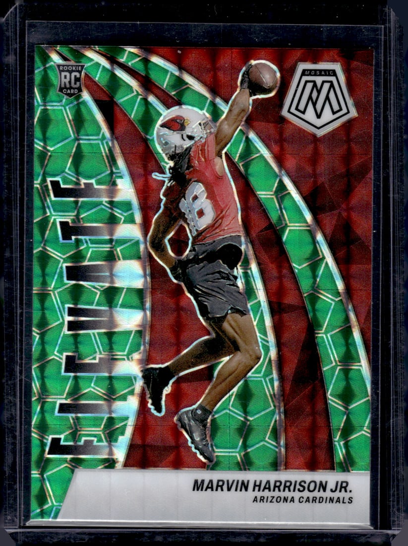 Marvin Harrison Jr. Rookie Card Elevate Green Mosaic 2024 Panini Mosaic #2 Cardinals: Panini Select, Prizm, Mosaic, Contenders, Zenith, Phoenix, Illusions, Absolute, Rookie NFL Sports Trading Cards, SP, SSP, Cards, Football Cards for Sale Near Me, Superbowl & Hall of Fame Player Cards,
