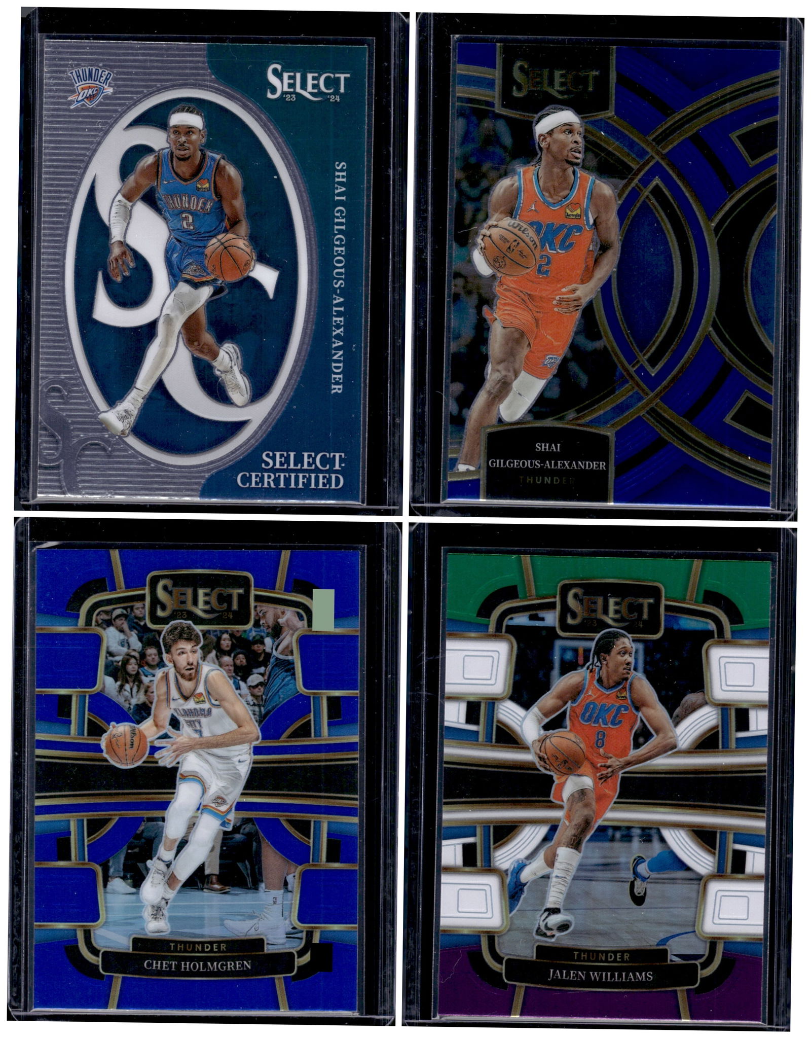 Lot of 4 2023-24 Panini Select OKC Thunder Cards.  SGA, Holmgren Blue Prizm, Williams (1 of 1)