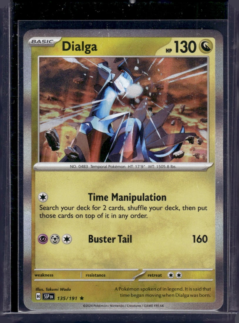 2024 Pokemon Surging Sparks Dialga Holo Rare #135: TCG, Pikachu, Charizard, Rare, Secret Rare, Holo Cards, Pokemon & TCG Cards sold near Me, Nintendo, Evee, Houndoom, Reverse Holo Cards, 3 Star Ultra Rare, EX
