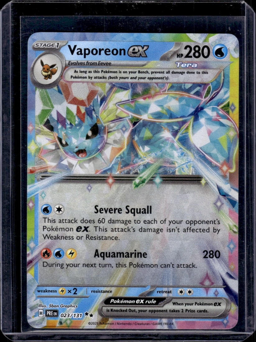 2025 Pokemon Prismatic Evolutions Vaporeon Ex Double Rare #23 (1 of 2)