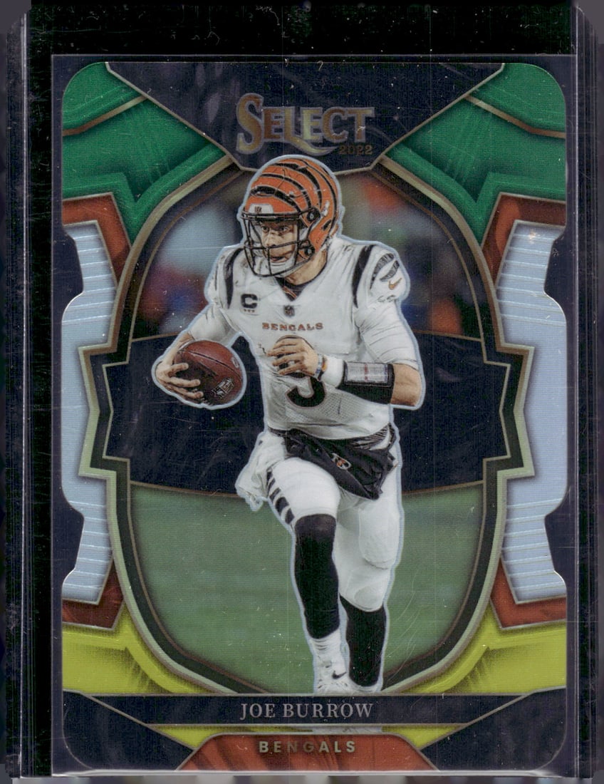 Joe Burrow Green/Yellow Prizm Die Cut 2022 Panini Select #70 Bengals Football Card (1 of 2)