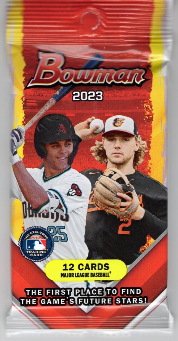 2023 Bowman Baseball Cards Retail Hanger Pack: Bowman Baseball MLB Trading & Sports Cards, Rookie Cards in this Set are Gunnar Henderson, Adley Rutschman, Corbin Carroll, Josh Jung, Michael Harris II, Francisco Alvarez, Sports Cards for Sale Near