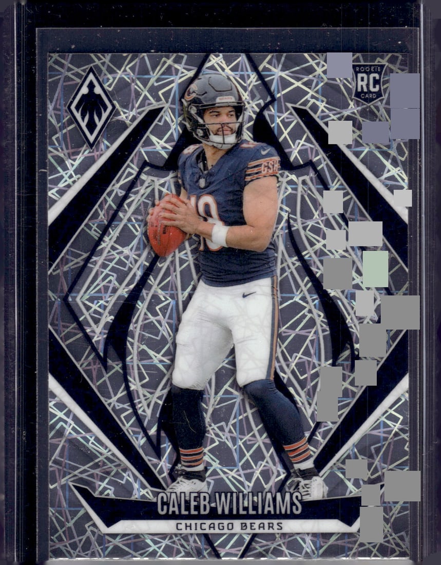 Caleb Williams Rookie Card Lazer 2024 Panini Phoenix #151 Chicago Bears Football: Panini Select, Prizm, Mosaic, Contenders, Zenith, Phoenix, Illusions, Absolute, Rookie NFL Sports Trading Cards, SP, SSP, Cards, Football Cards for Sale Near Me, Superbowl & Hall of Fame Player Cards,