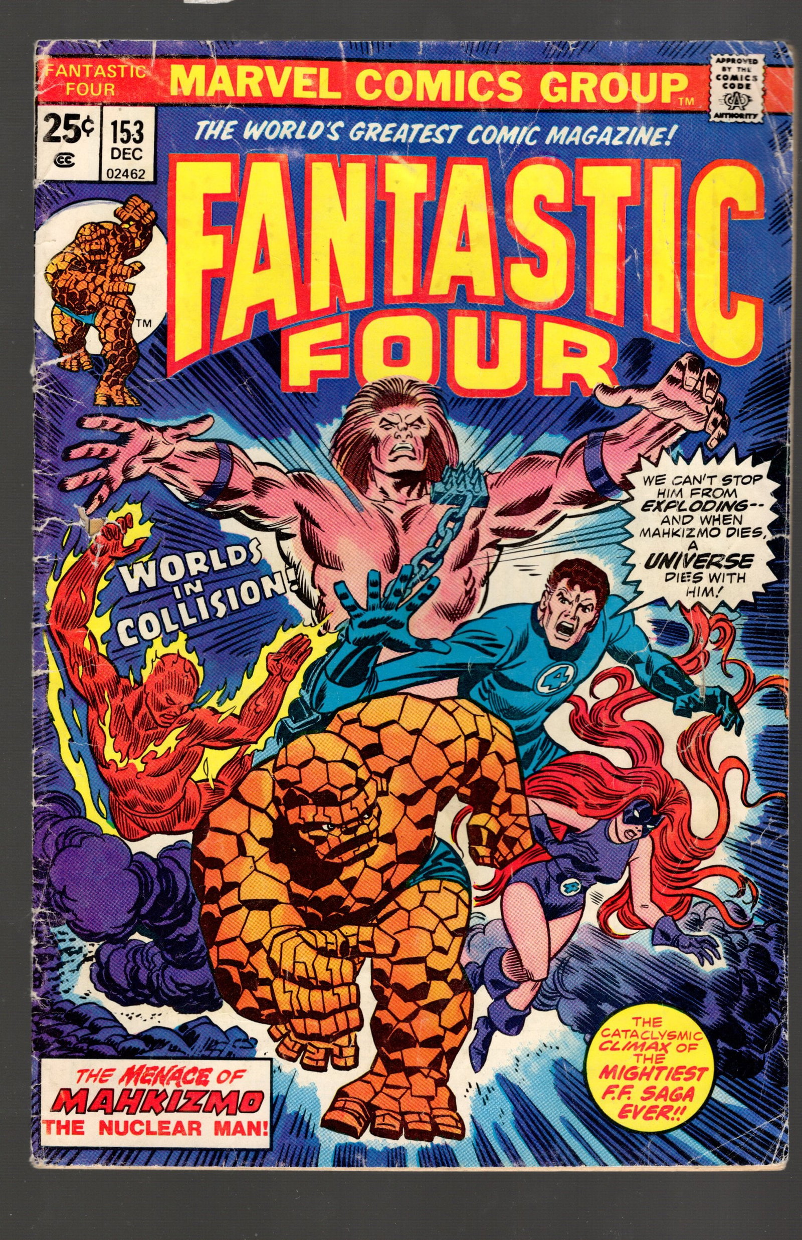 1974 Fantastic Four Bronze Age Comic Book, No 153 December, Marvel Comics Group (1 of 2)