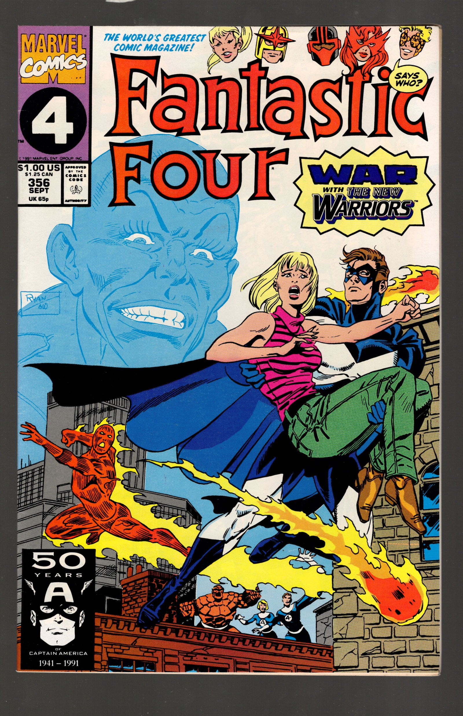 1991 Fantastic Four Marvel Comics No 356 September, War with New Warriors (1 of 2)
