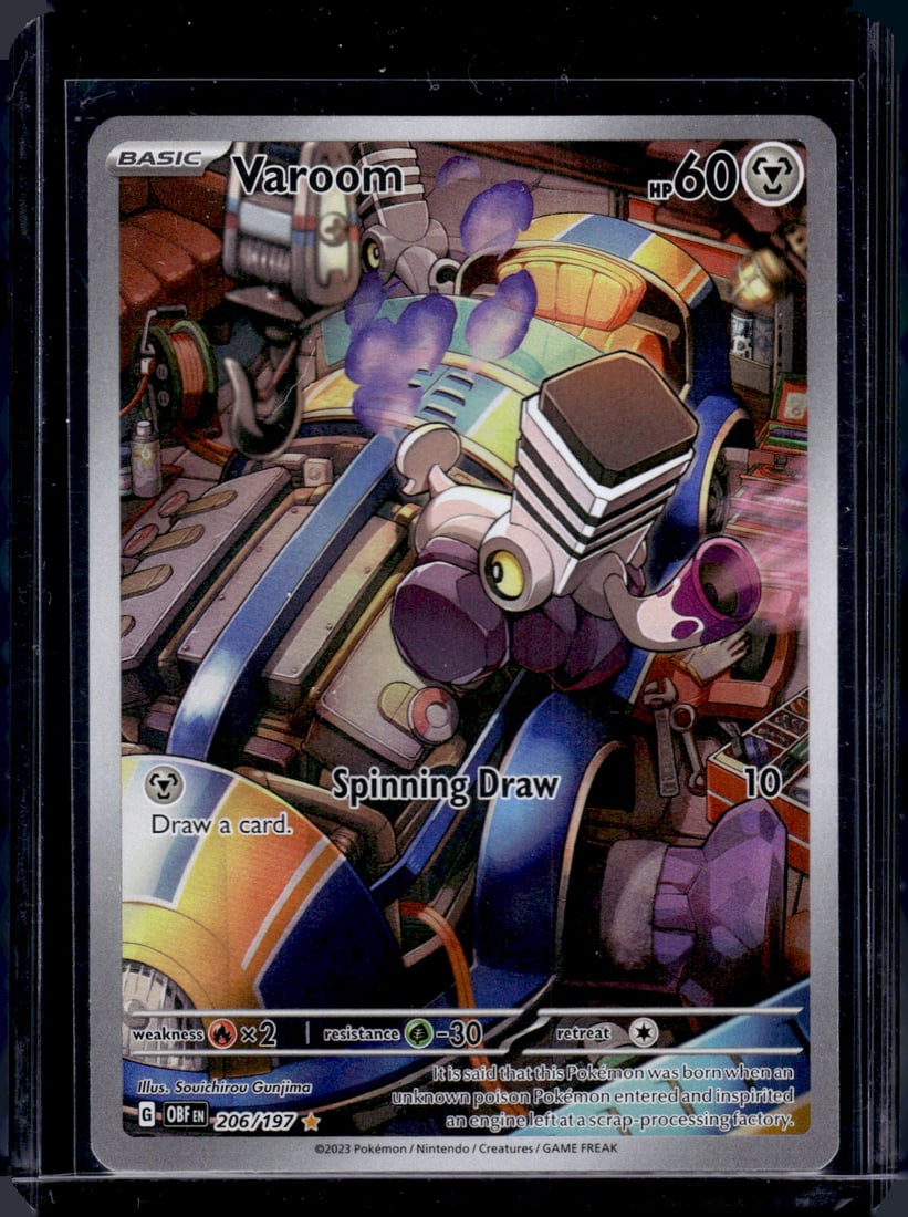 2023 Pokemon Obsidian Flames Varoom Illustration Rare #206 Pokemon TCG: TCG, Pikachu, Charizard, Rare, Secret Rare, Holo Cards, Pokemon & TCG Cards sold near Me, Nintendo, Evee, Houndoom, Reverse Holo Cards, 3 Star Ultra Rare, EX