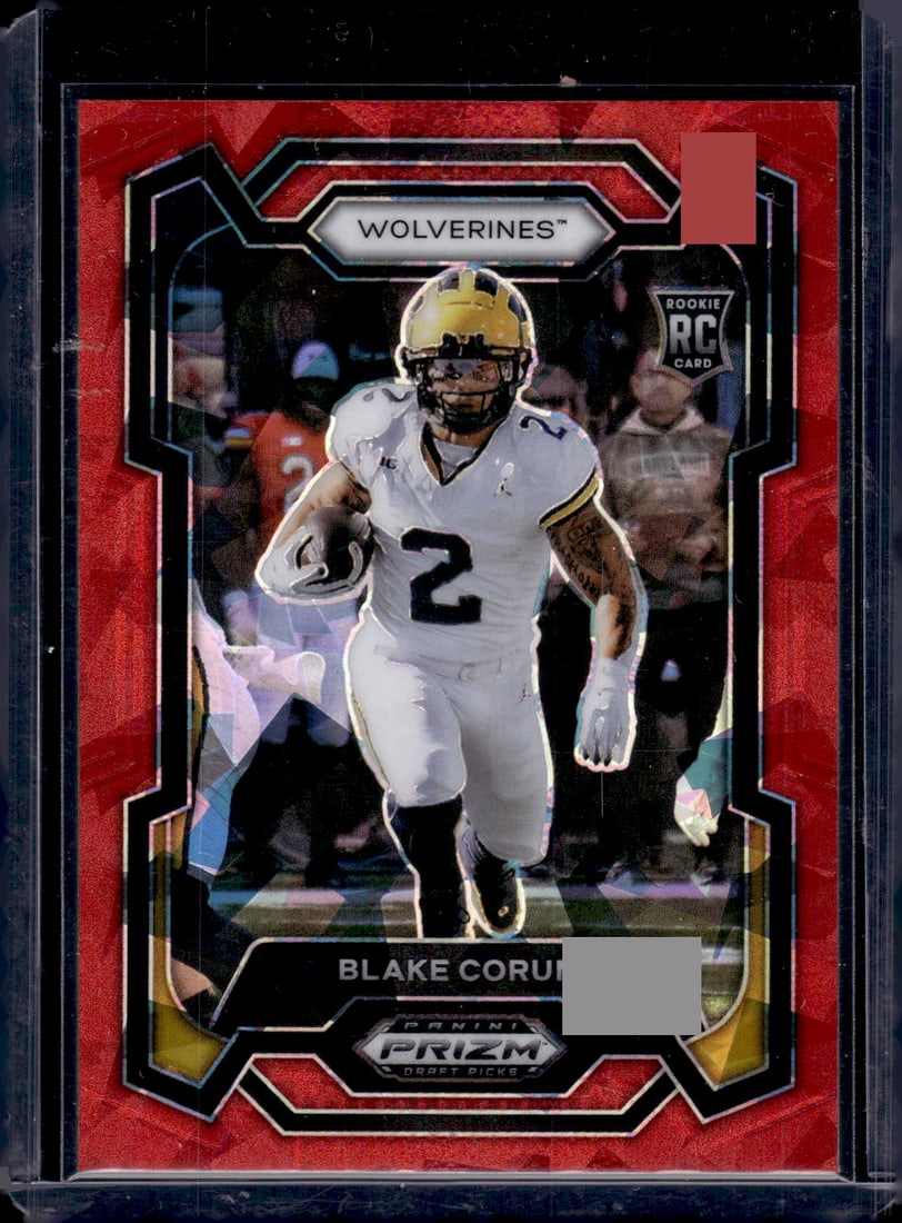Blake Corum Rookie Card Red Ice 2024 Prizm Draft Picks #128 Michigan Wolverines: Panini Select, Prizm, Mosaic, Contenders, Zenith, Phoenix, Illusions, Absolute, Rookie NFL Sports Trading Cards, SP, SSP, Cards, Football Cards for Sale Near Me, Superbowl & Hall of Fame Player Cards,
