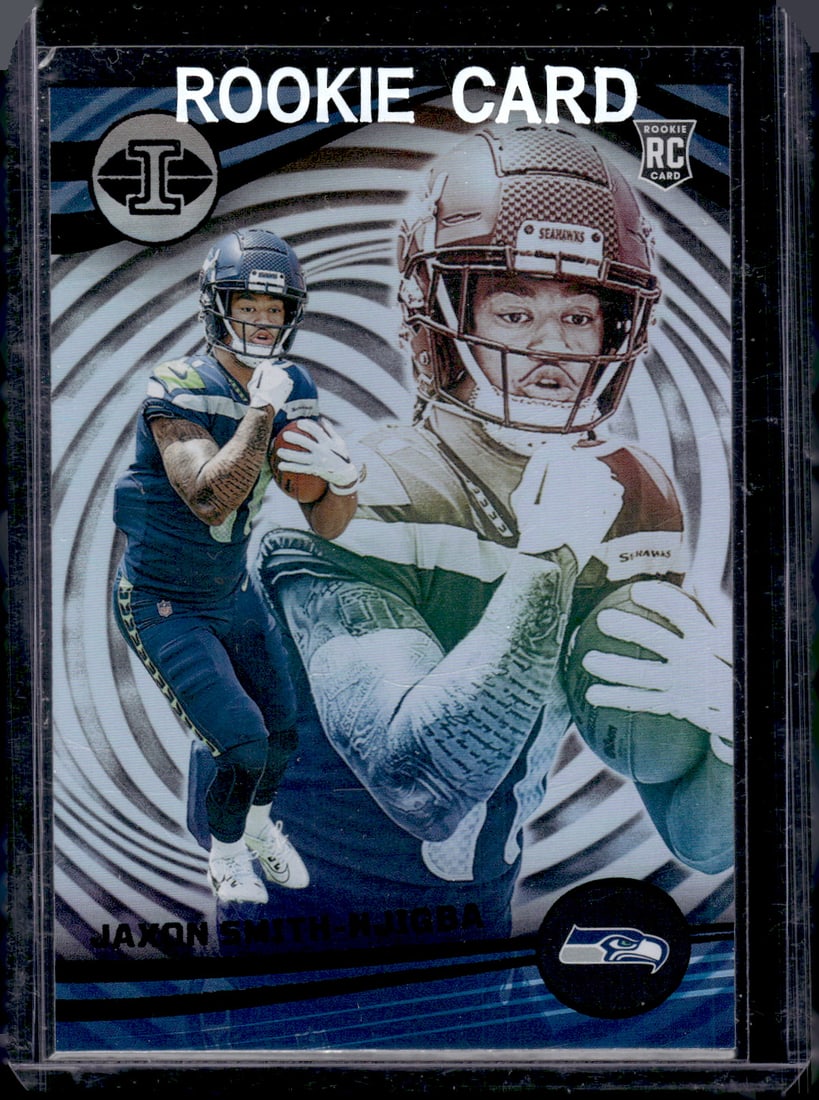 Jaxon Smith-Njigba Rookie Card 2023 Panini Illusions #91 Seattle Seahwaks: Panini Select, Prizm, Mosaic, Contenders, Zenith, Phoenix, Illusions, Absolute, Rookie NFL Sports Trading Cards, SP, SSP, Cards, Football Cards for Sale Near Me, Superbowl & Hall of Fame Player Cards,