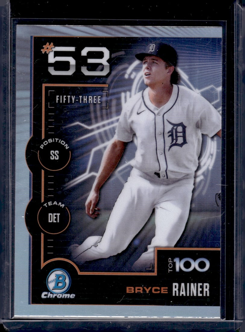 Bryce Rainer Top 100 Prospects 2025 Bowman Chrome #BTP-53 Detroit Tigers Baseball Card (1 of 2)
