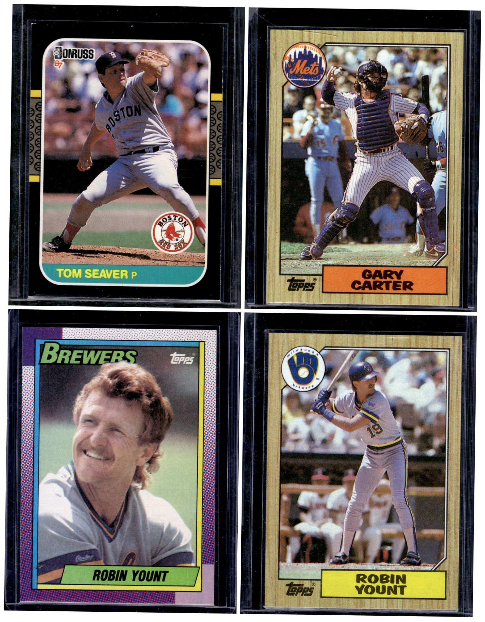 Lot of 4 Baseball Cards 3 1980s & 1 1990. 2 Robin Yount, Tom Seaver, Gary Carter (1 of 1)