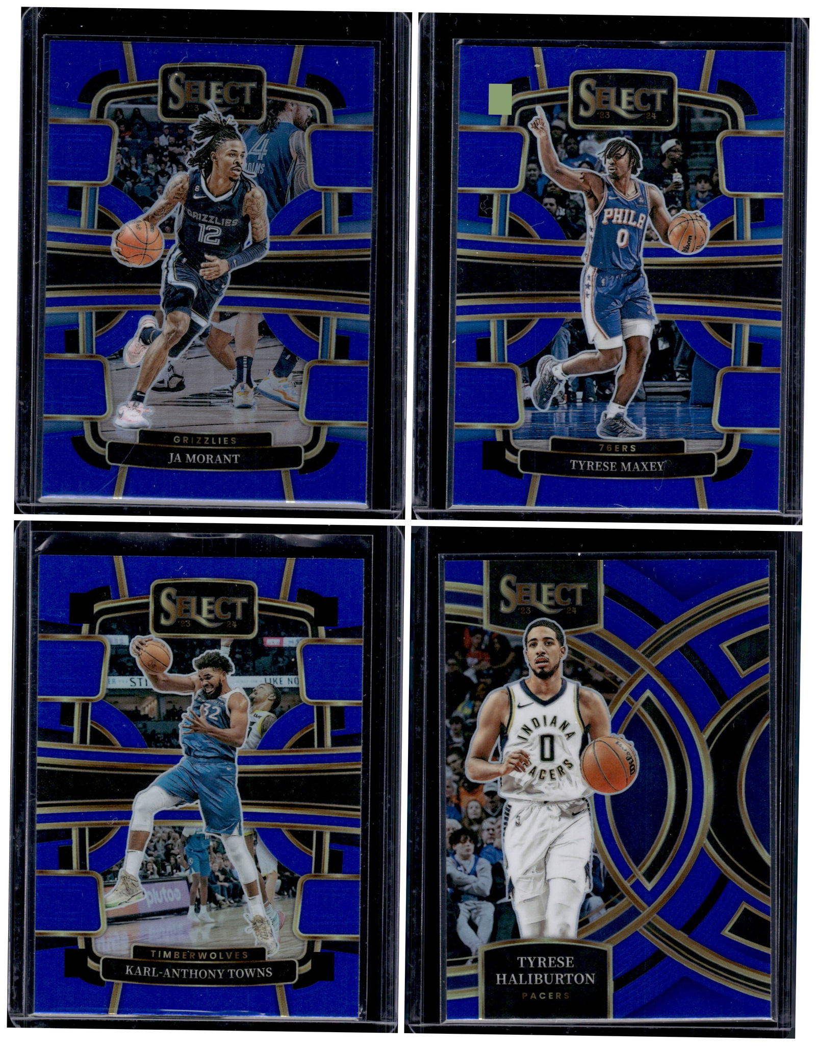 Lot of 4 2023-24 Panini Select NBA Blue Prizms. Tyrese Haliburton, Tyrese Maxey, and more (1 of 1)