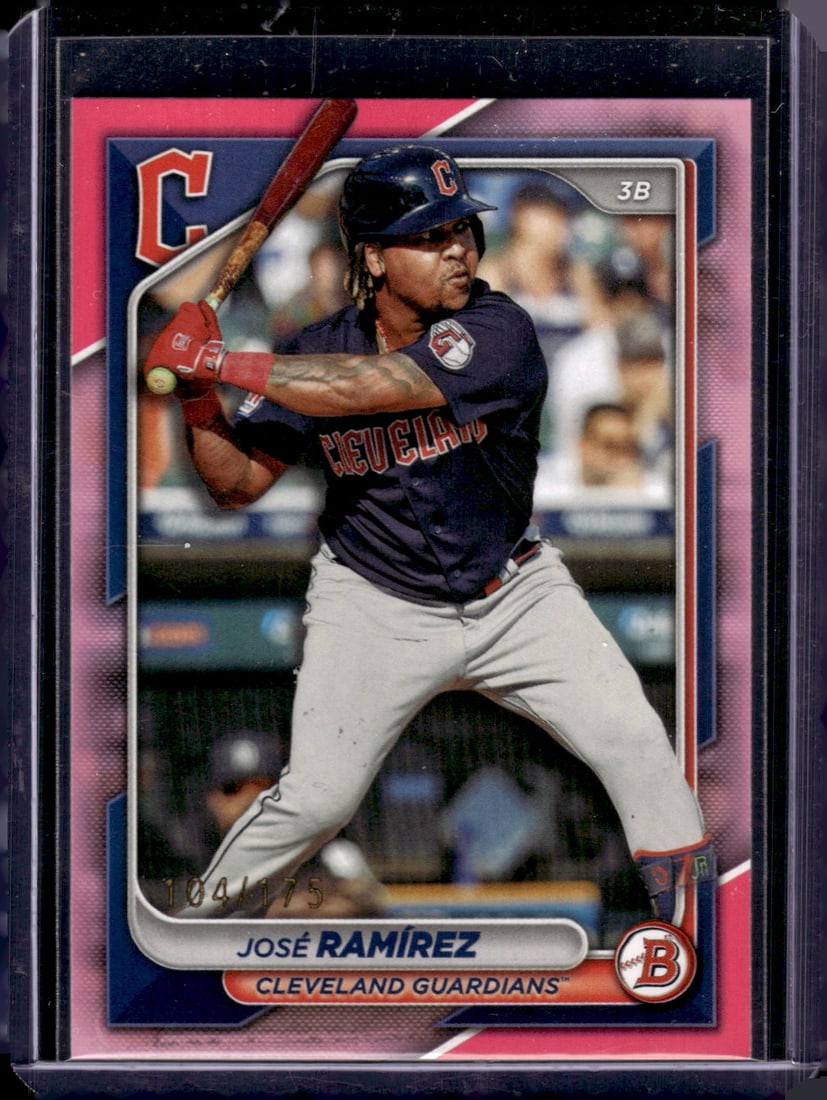 Jose Ramirez Pink /175 2024 Bowman #65 Cleveland Guardians Baseball Card (1 of 2)