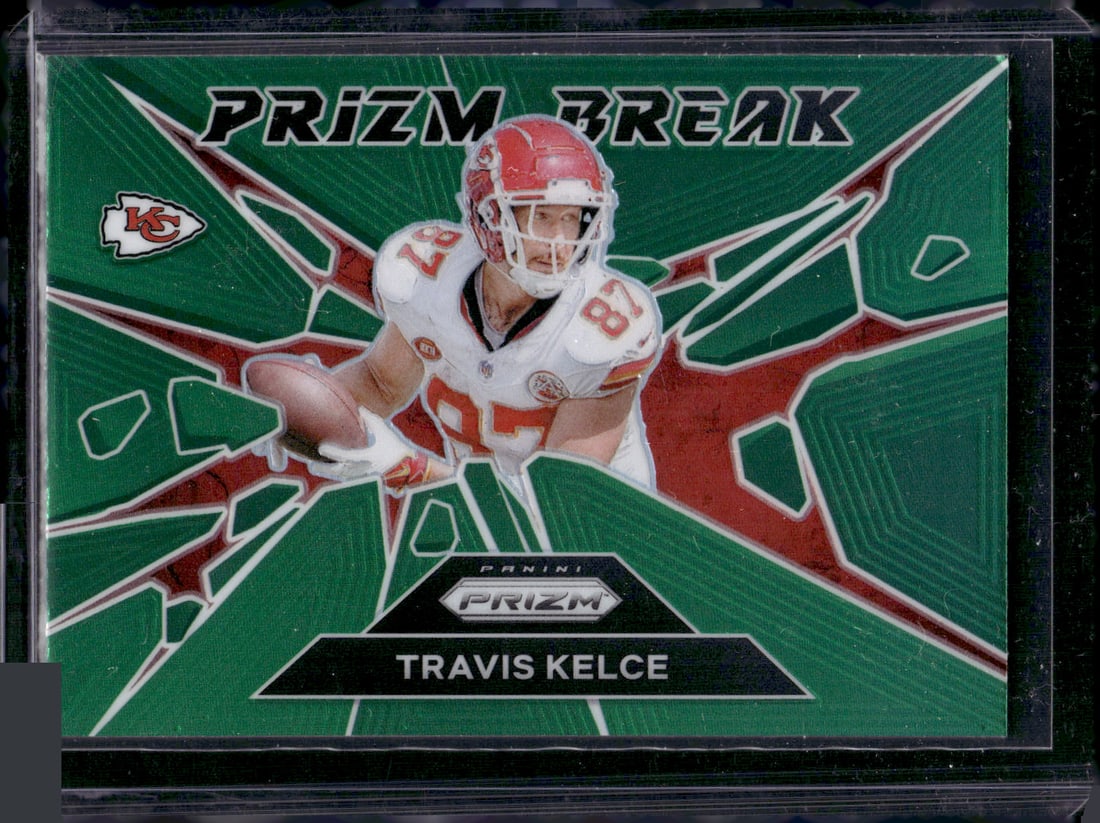 Travis Kelce Prizm Break Green Prizm 2024 Panini Prizm #1 Kansas City Chiefs NFL (1 of 2)
