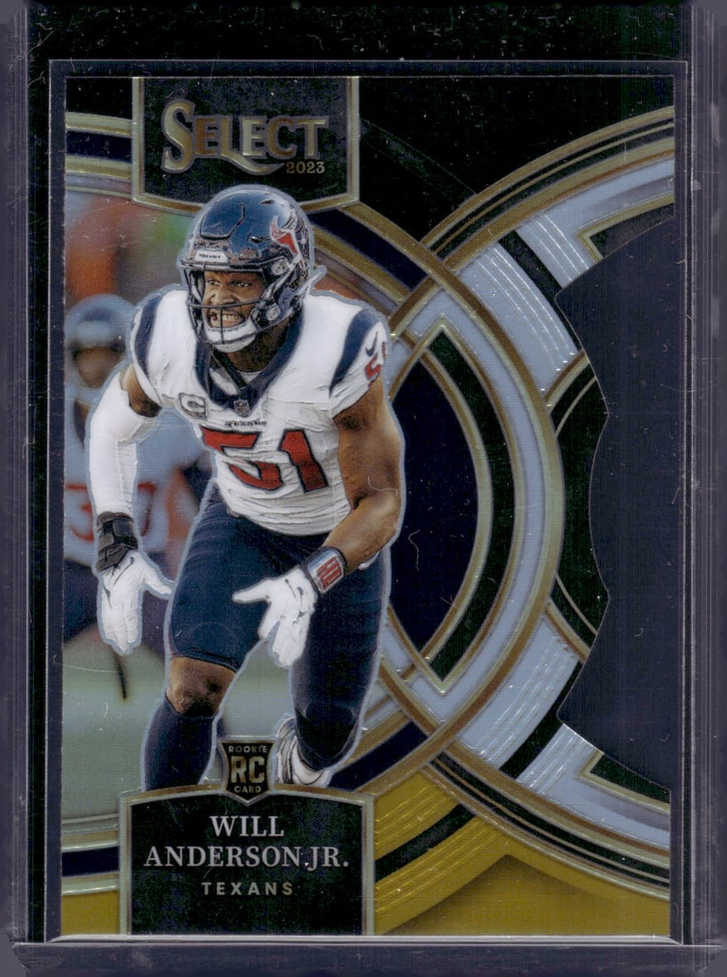 Will Anderson Jr. Rookie Card Black/Gold Die Cut 2023 Panini Select #125 Texans NFL: Panini Select, Prizm, Mosaic, Contenders, Zenith, Phoenix, Illusions, Absolute, Rookie NFL Sports Trading Cards, SP, SSP, Cards, Football Cards for Sale Near Me, Superbowl & Hall of Fame Player Cards,