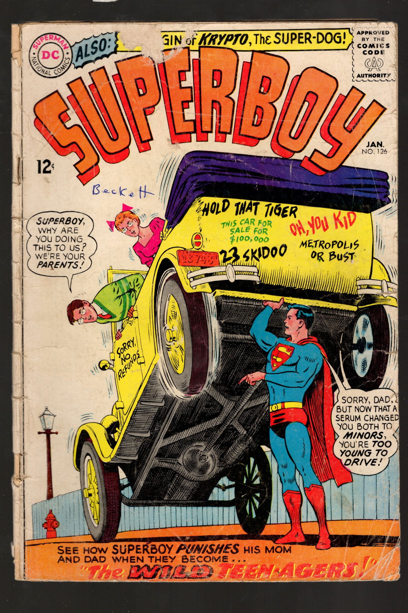 Superboy Vintage DC Comic Book Origin of Krypto the Super Dog 1966, Low grade (1 of 2)