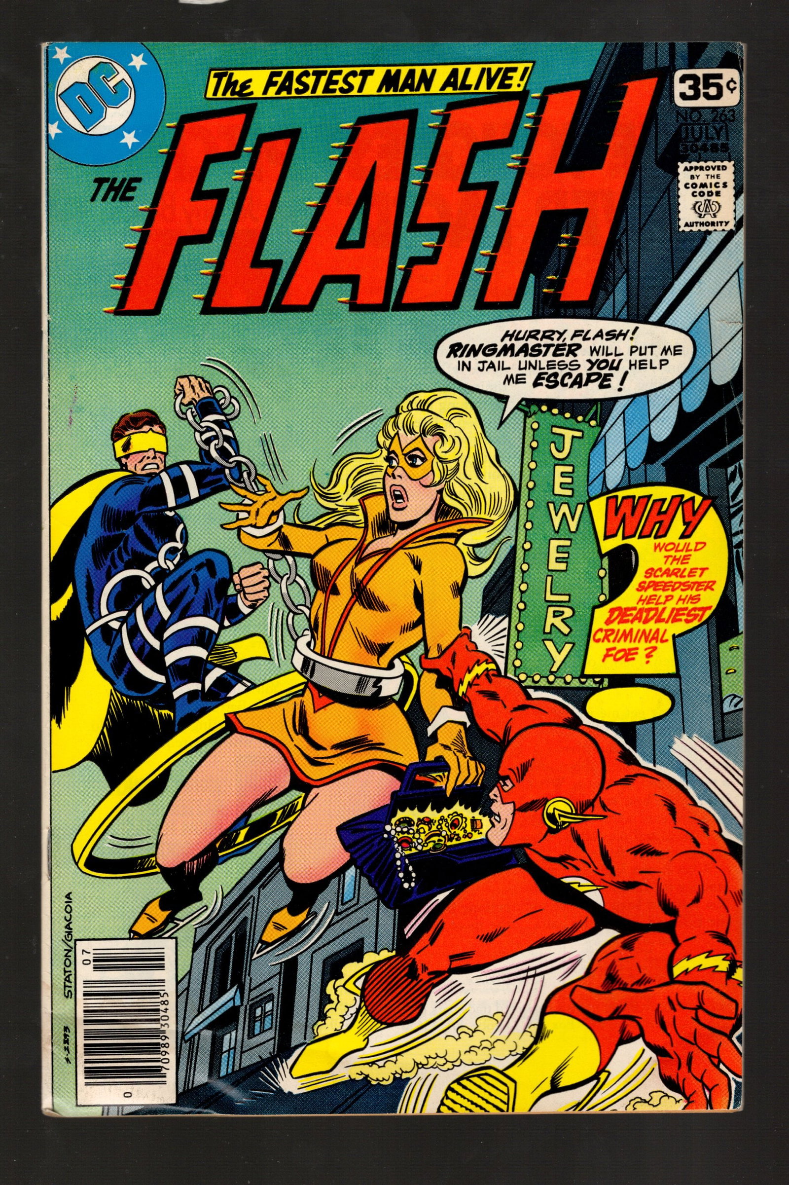 Flash DC Comics Vintage DC Comics Book No 263 1978 July High Grade, Golden Glider Ring Master (1 of 2)
