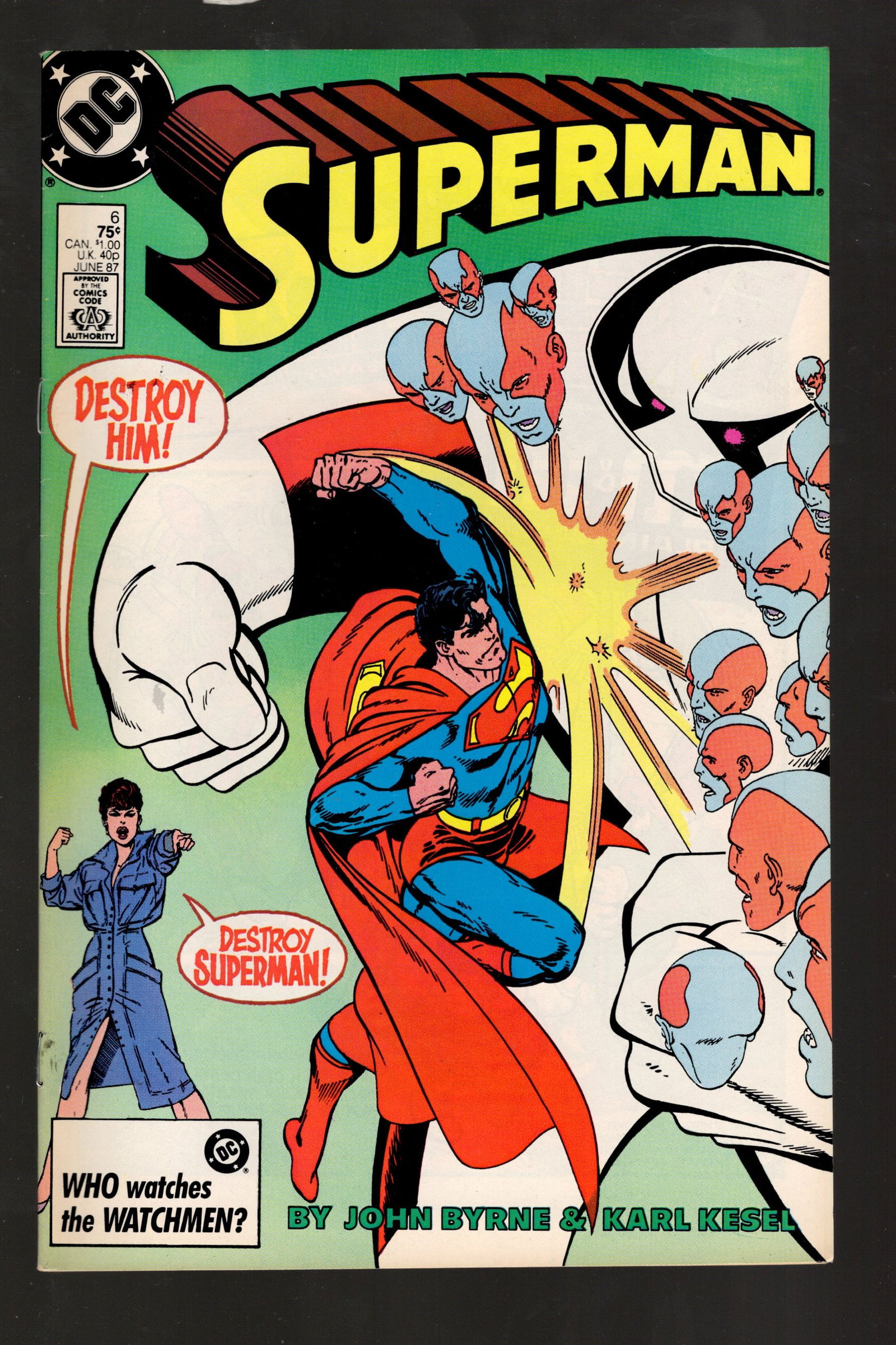 Superman DC Comics Book #6 1988 June "Destroy Superman", Who Watches the Watchmen" High Grade (1 of 2)