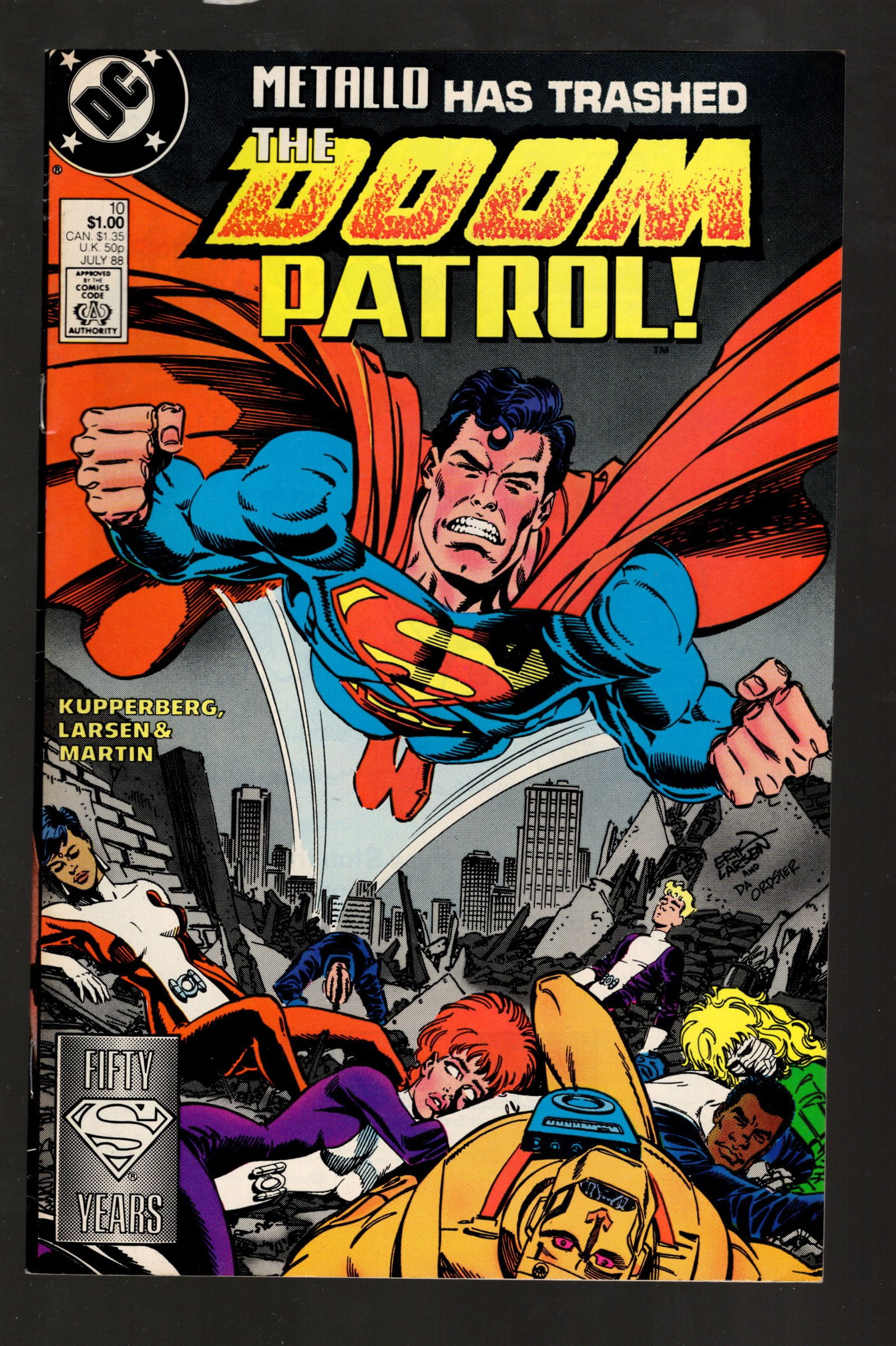 Superman & The Doom Patrol DC Comics Book Metallo Trashed The Doom Patrol High Grade No 10 1988 (1 of 2)