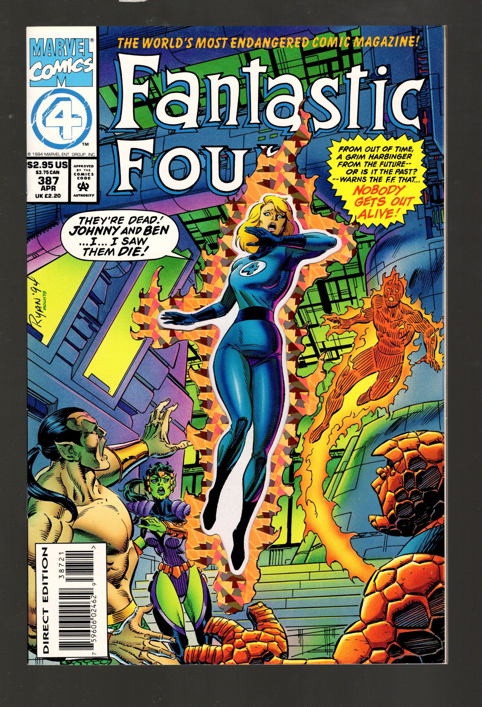 The Fantastic Four Die-Cut Holo Prizm Cover No 387 April 19 1994 Like New High Grade Marvel Comics (1 of 2)