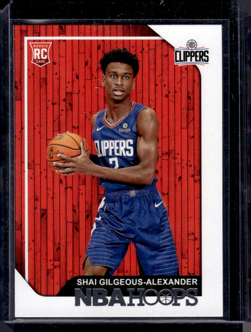 Shai Gilgeous-Alexander Rookie Card 2018-19 Panini NBA Hoops #262 OKC Thunder: Panini Select, Prizm, Mosaic, Contenders, Revolution, Phoenix, NBA Hoops, Rookie NFL Sports Trading Cards, Silver, SP, SSP, Wave Prizms, Numbered Cards, Basketball sports Cards for Sale Near Me, NBA C