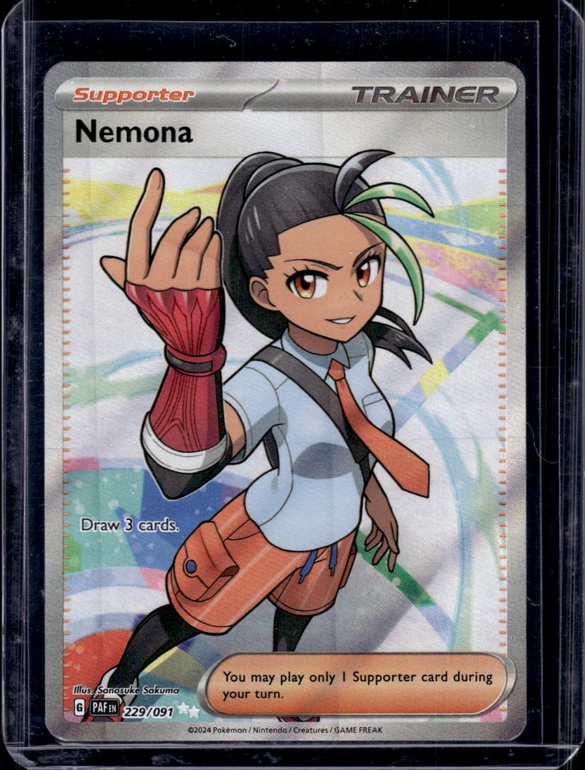 2024 Pokemon Paldean Fates Nemona Full Art Ultra Rare #229: TCG, Pikachu, Charizard, Rare, Secret Rare, Holo Cards, Pokemon & TCG Cards sold near Me, Nintendo, Evee, Houndoom, Reverse Holo Cards, 3 Star Ultra Rare, EX