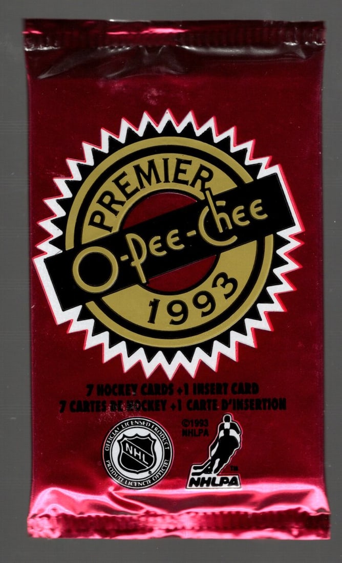 1993 O Pee Chee Premier Hockey Card Retail Box Pack - Wayne Gretzky: Vintage O Pee Chee Hockey NHL Trading & Sports Cards, Old Sports Cards for Sale Near Me, Wayne Gretzky, Mario Lemieux, Jaromir Jagr, Valuable Auction Memorabilia Lots for Sale Near Me, Stanley Cup & H