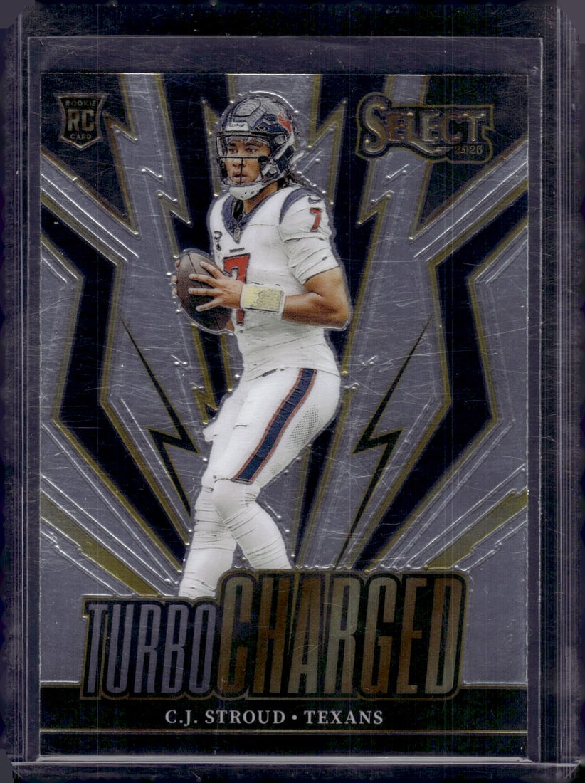 Cj Stroud Rookie Card Turbocharged 2023 Panini Select #TUR-CST Football Card: Panini Select, Prizm, Mosaic, Contenders, Zenith, Phoenix, Illusions, Absolute, Rookie NFL Sports Trading Cards, SP, SSP, Cards, Football Cards for Sale Near Me, Superbowl & Hall of Fame Player Cards,