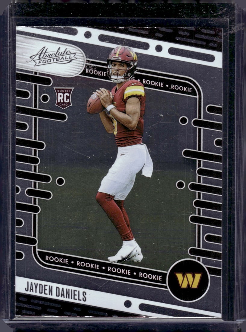 Jayden Daniels Rookie Card 2024 Panini Absolute #102 Commanders NFL: Panini Select, Prizm, Mosaic, Contenders, Zenith, Phoenix, Illusions, Absolute, Rookie NFL Sports Trading Cards, SP, SSP, Cards, Football Cards for Sale Near Me, Superbowl & Hall of Fame Player Cards,