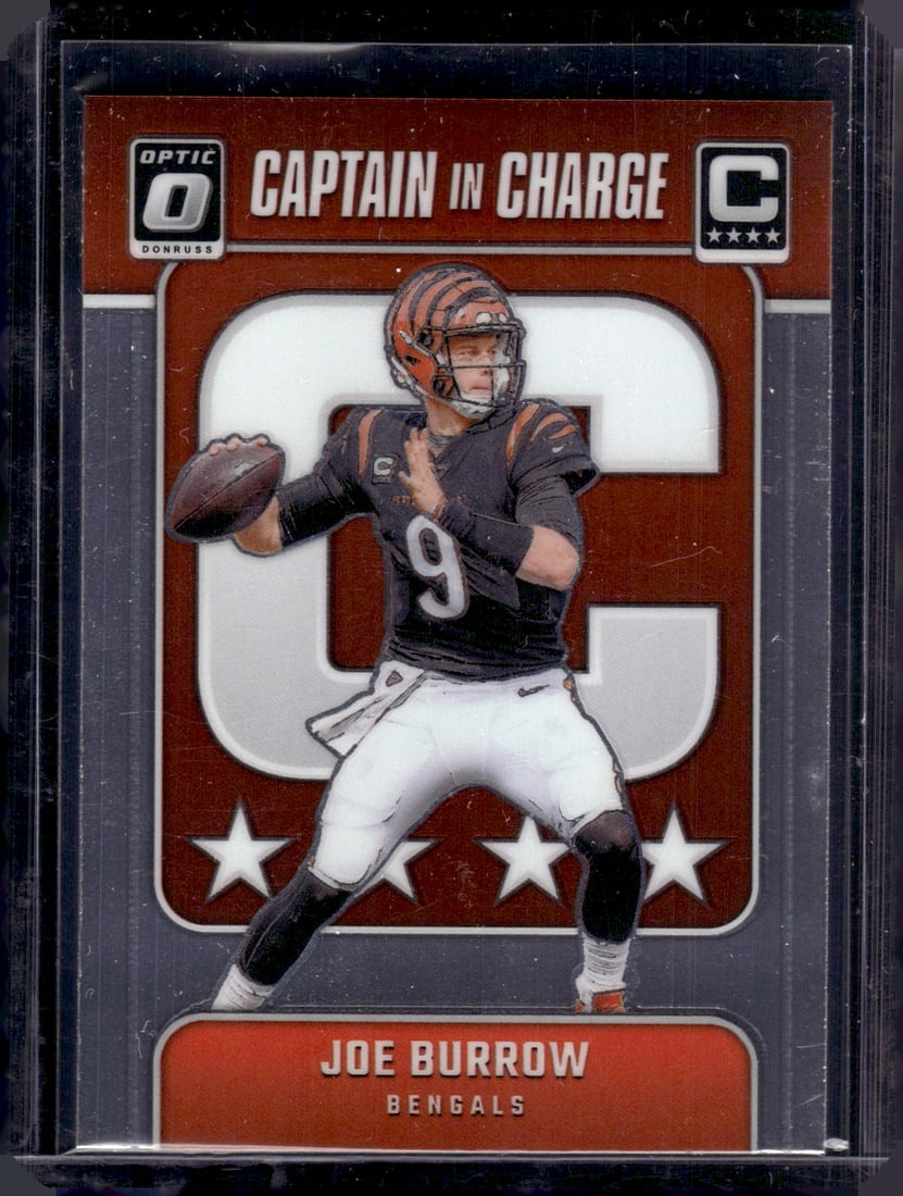 Joe Burrow Captain in Charge 2024 Donruss Optic #4 Bengals Football Card: Donruss Optic Football NLF Trading & Sports Cards, Sports Cards for Sale Near Me, Valuable Memorabilia Auction Lots Sold On Line, SP, SSP