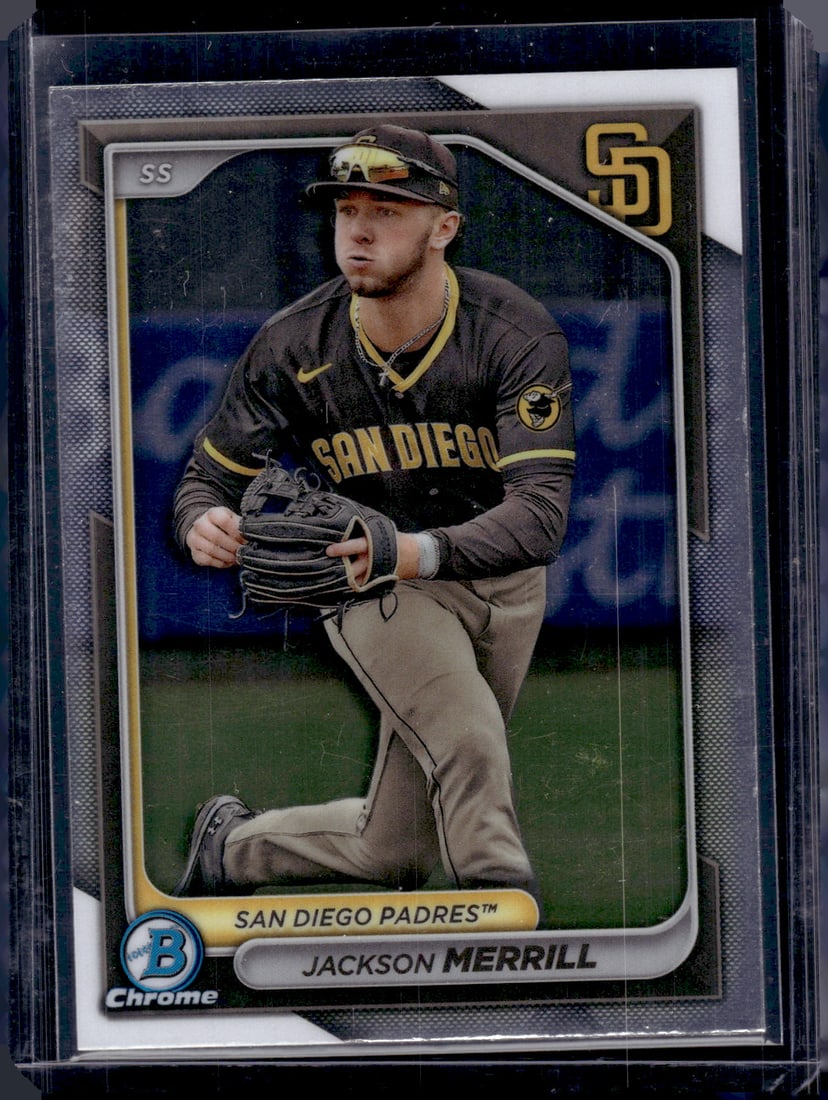 Jackson Merrill Chrome Prospects 2024 Bowman Chrome #BCP-145 San Diego Padres: Bowman Baseball MLB Trading & Sports Cards, Sports Cards for Sale Near Me, World Series & Hall of Fame Players, SP, SSP, Chrome, 1st Bowman, Auction Memorabilia Lots Sold On Line