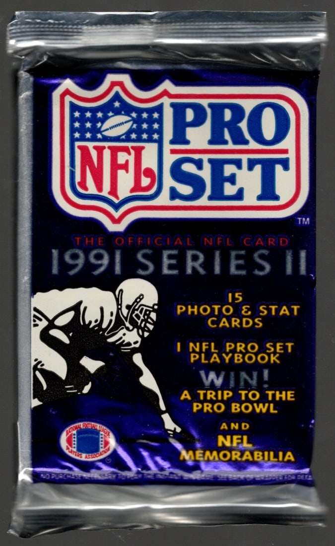 1991 Pro-Set Series 2 Vintage Football Card Factory Sealed Retail Box, Wax Pack: Pro-Set Vintage Football NFL Trading & Sports Cards, Brett Favre Rookie Card, Old Sports Cards for Sale on Line, Super Bowl and Hall of Fame Players, Valuable Auction Lots for Sale On Line, Rookie Car