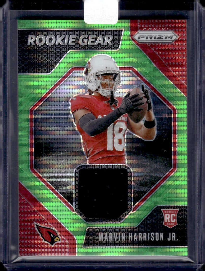 Marvin Harrison Jr. Rookie Card Patch Neon Green Pulsar 2024 Panini Prizm #RG-MHJ: Panini Select, Prizm, Mosaic, Contenders, Zenith, Phoenix, Illusions, Absolute, Rookie NFL Sports Trading Cards, SP, SSP, Cards, Football Cards for Sale Near Me, Superbowl & Hall of Fame Player Cards,