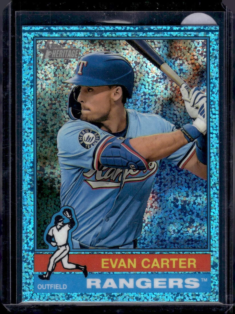 Evan Carter Light Blue Sparkle 2025 Topps Heritage #496 Texas Rangers Baseball Card: Topps Baseball MLB Trading & Sports Cards, Sports Cards for Sale Near Me, World Series & Hall of Fame Players Memorabilia, Refractors, X-Fractors, Numbered, SP, SSP, Valuable Auction Memorabilia Lots 